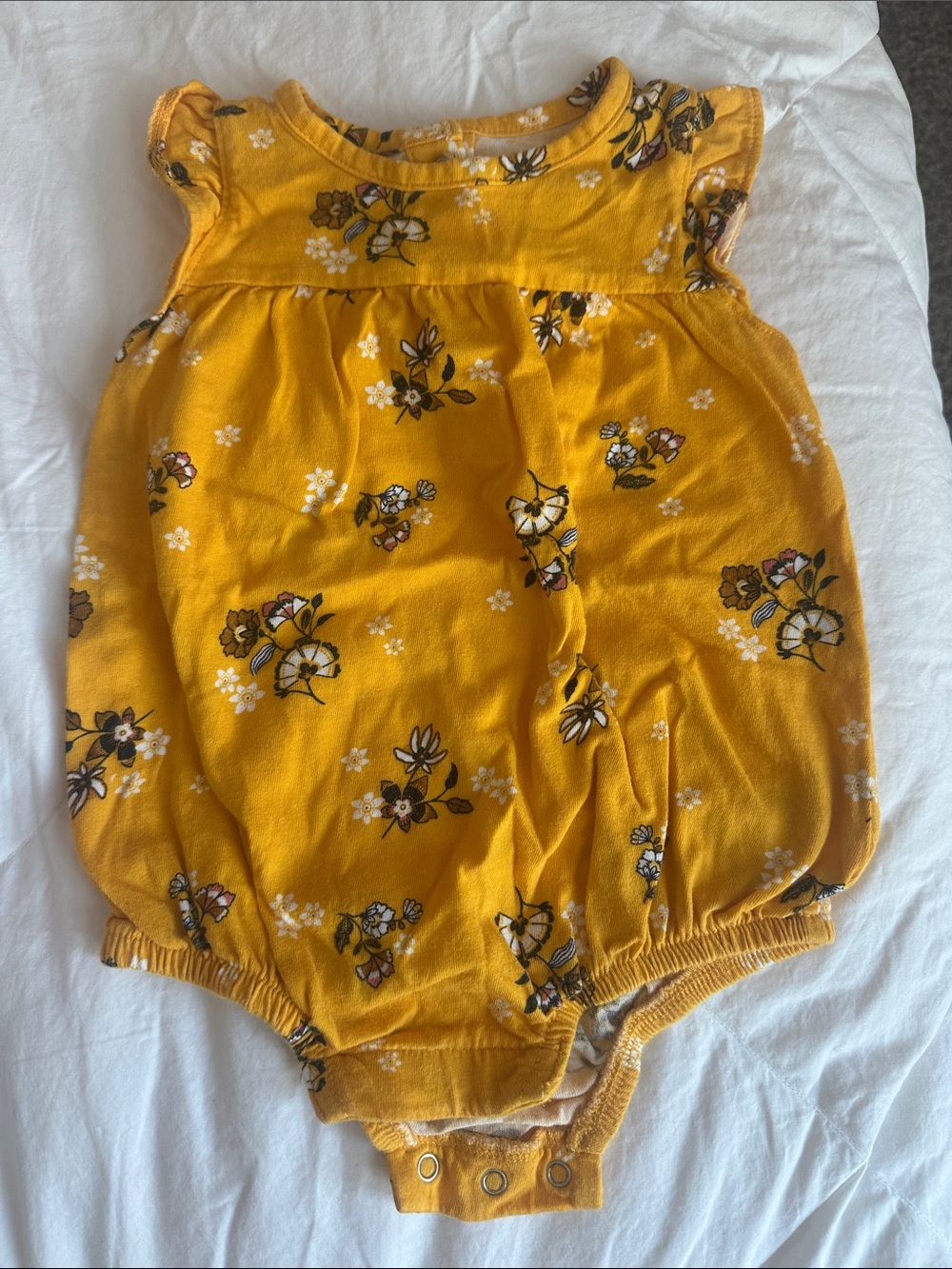 Old Navy Yellow Floral Baby Bubble Romper